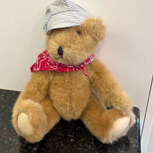 Railroad Engineer Bear with movable limbs. Size 13”
